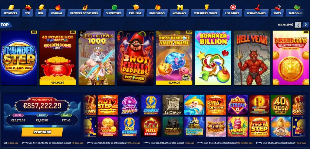 BigClash games lobby with casino category navigation and game tiles visible
