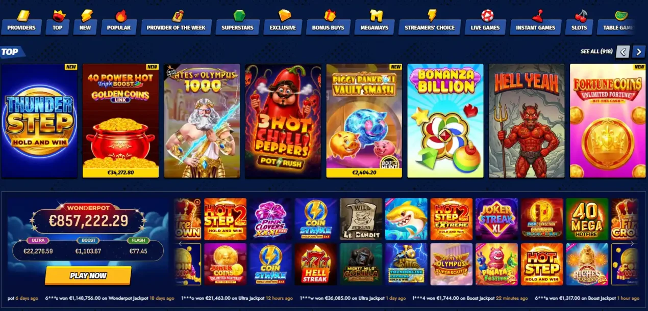 BigClash games lobby with casino category navigation and game tiles visible